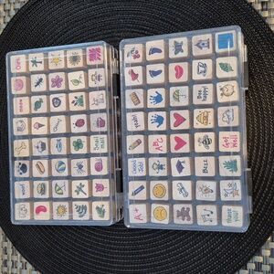 80 WOOD MOUNT RUBBER STAMPS Various Themed Stamp Sets In Latching Cases